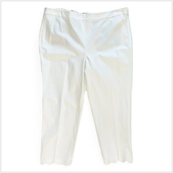 Talbots Chatham Crop Scalloped White Pants Summer Spring Stretch NWT NEW 16 - Picture 3 of 6
